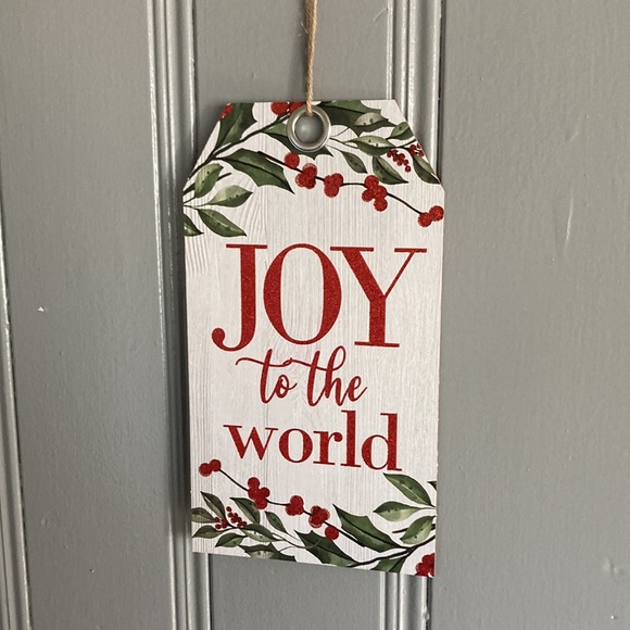 NWT Beautiful Glittered Joy To The World Wooden Holiday Gift Tag Decoration Sign - Picture 10 of 11